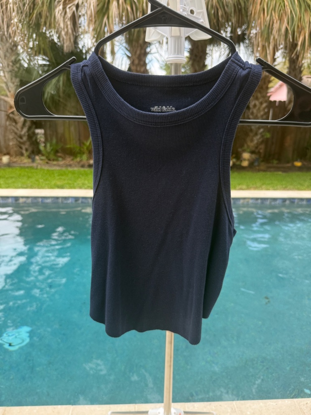 wild fable Navy Ribbed High-Neck Tank size medium